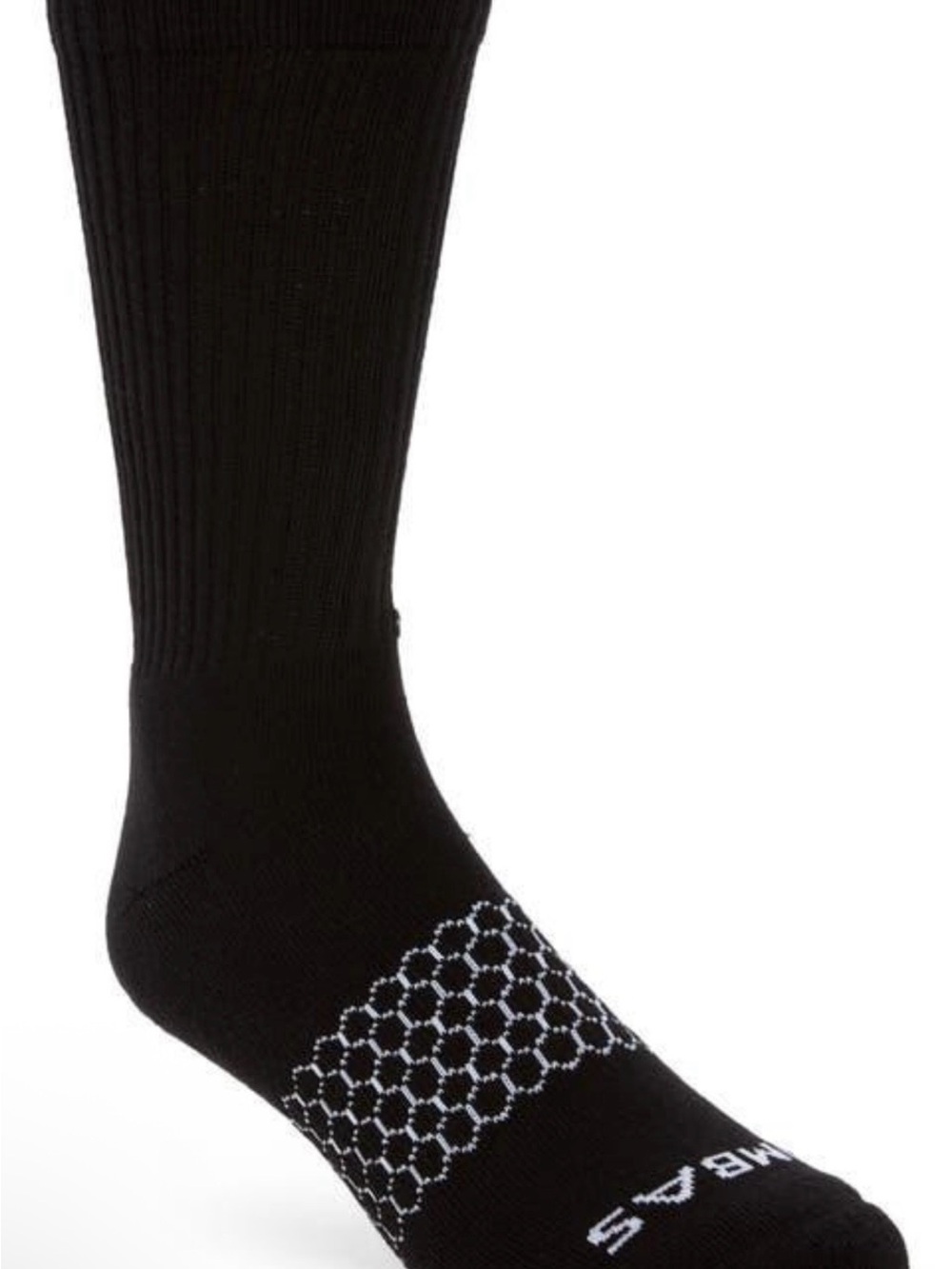Bombas Black Crew Athletic Socks with White Honeycomb Grip. Buy 2 pair for $20